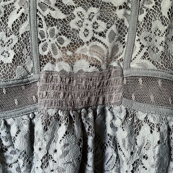 Free people lace and sheer blouse size x small dusty blue - Picture 8 of 10